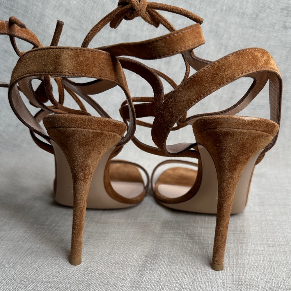 Gianvito Rossi Camel Brown Suede Strappy Heels 40 - Picture 9 of 9